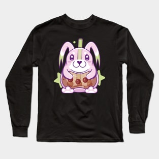 Kawaii Pink Bunny Boba Tea Long Sleeve T-Shirt